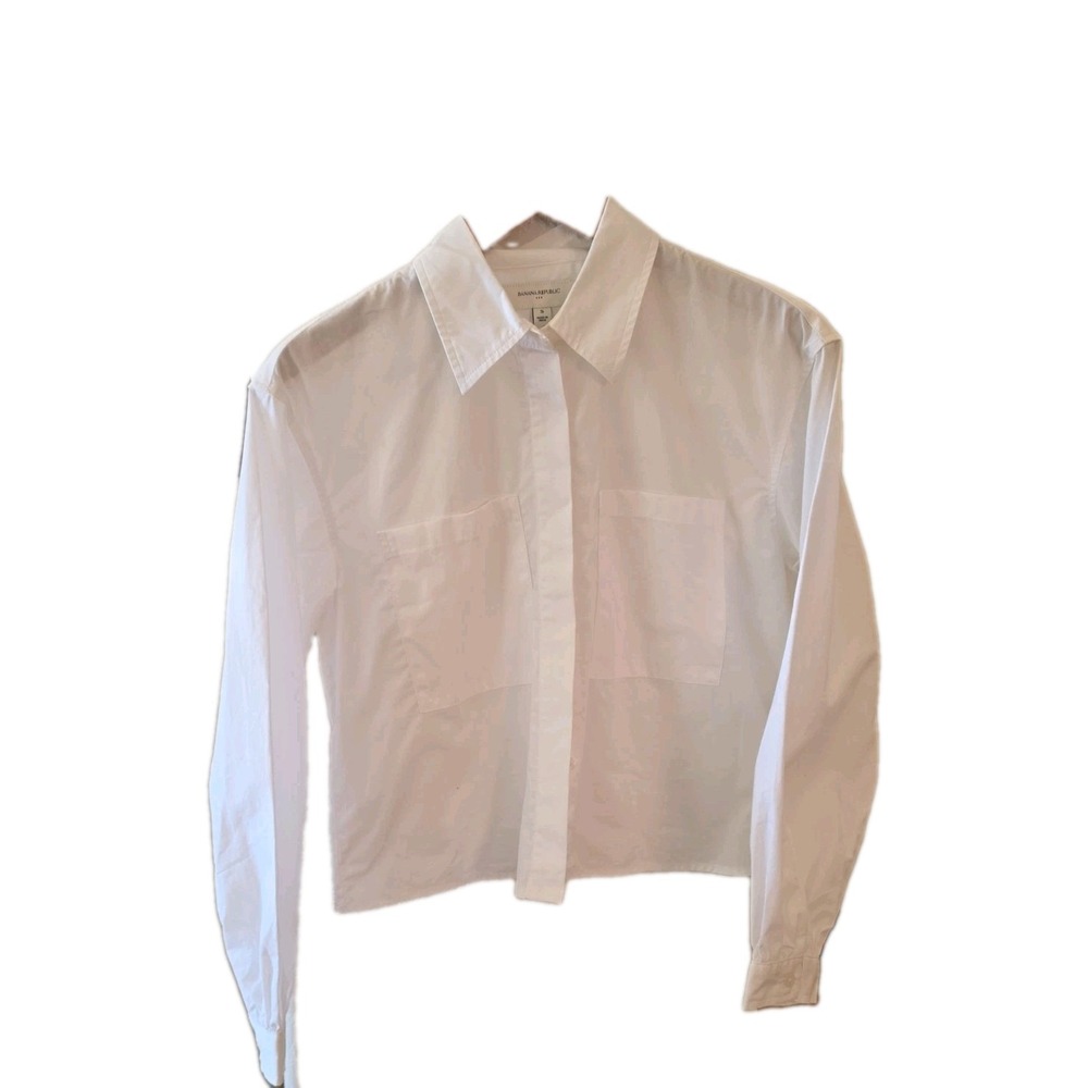 Banana Republic Stretch Button-Down Shirt Women's Size S Berry Lace Trim NWT